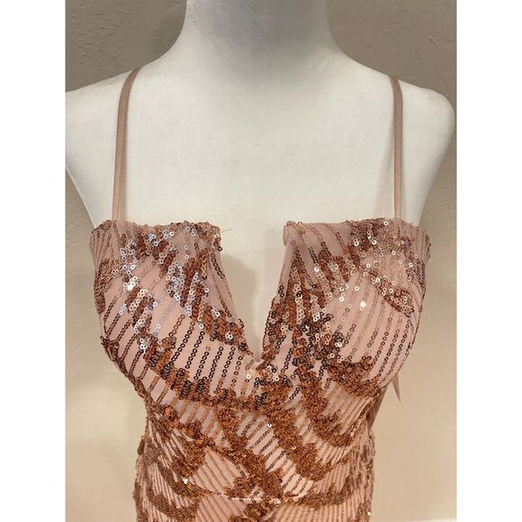 ~ NEW! Lg Blush Sequin Mini Dress Hoco Prom Dance Juniors Teen "Emerald Sundae" - Picture 5 of 15